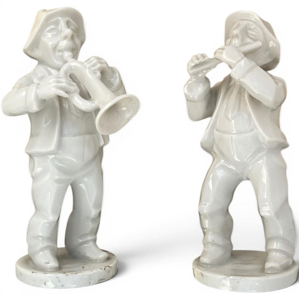 Vintage Dresden Germany Porcelain Musician Figurines Set White Crown D Klette